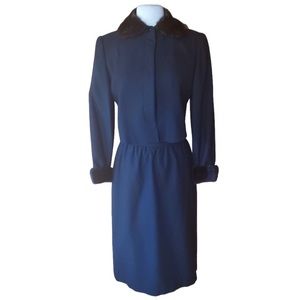 1980s does 1950s Lou Fritzel‎ Fur Trimmed Skirt Set